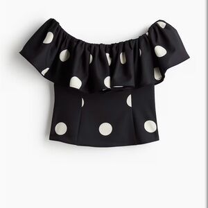 Black Polka Dot Off-Shoulder Top NWT Size S